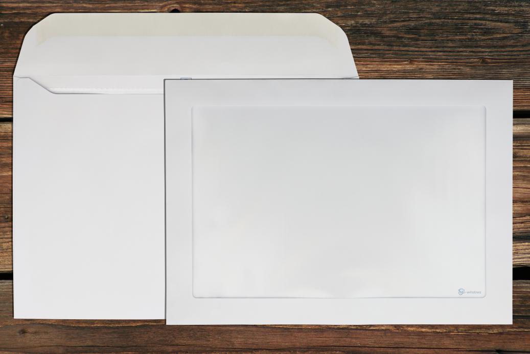 Kuvertierhüllen mit Panoramafenster C4 229x324 mm Nassklebend Weiß 120 g/qm